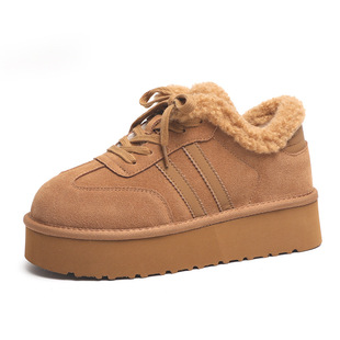 【德训雪地靴丨舒服到可奔跑】跟4cm加绒毛毛鞋厚底户外棉鞋