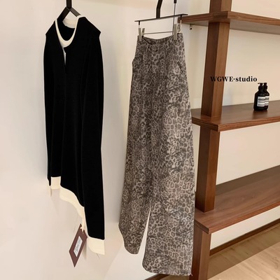 WGWE十三行小个子高腰直筒牛仔裤