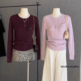 针织衫 WGWE十三行女装 老钱风高级感刺绣毛衣百搭长袖 新款 2025秋装