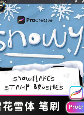 雪白雪花procreate笔刷procrete画笔插画素材iPad绘画