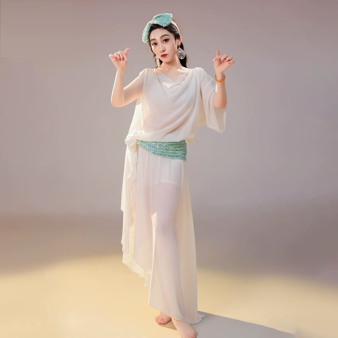 迷迭舞[魅纱]原创肚皮舞袍子雪纺春夏表演出服装shabbi民俗baladi