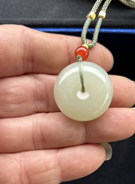 纯天然新疆和田玉昆仑玉青海白料平安扣