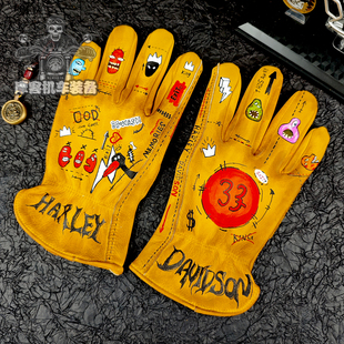 头层牛皮手套男女复古做旧骑行摩托车机车骑士哈雷巡航电动自行车