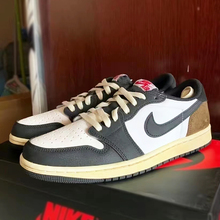 Jordan AJ1 LOW OG 摩卡棕黑球鞋定制氧化做旧VIBE风爆裂纹复古男