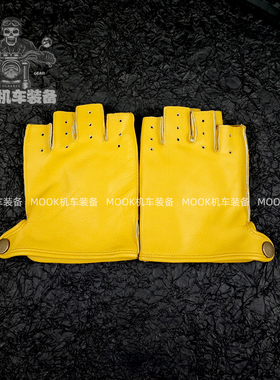 开车手套骑手骑士外卖员快递代驾电动车头层牛皮复古半指透气手套