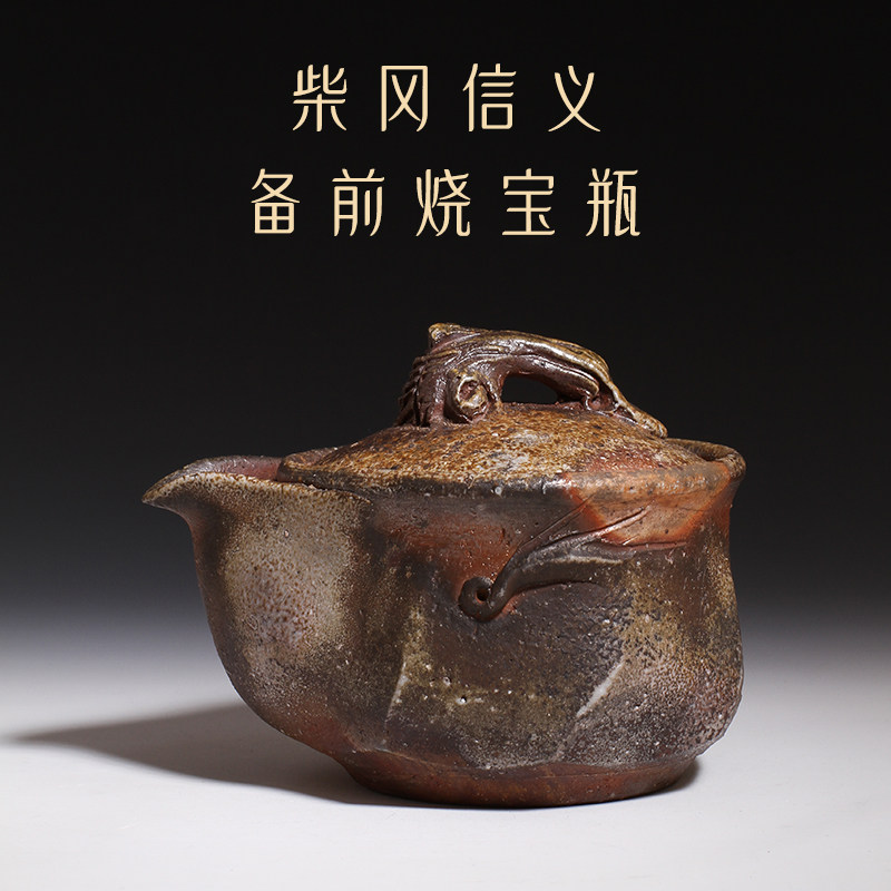 茶与器日本备前烧宝瓶手抓壶柴窑盖碗陶艺家柴冈信义柴烧盖杯单壶,餐饮具,茶壶,淘宝优惠券,粉丝福利购,淘宝优惠卷