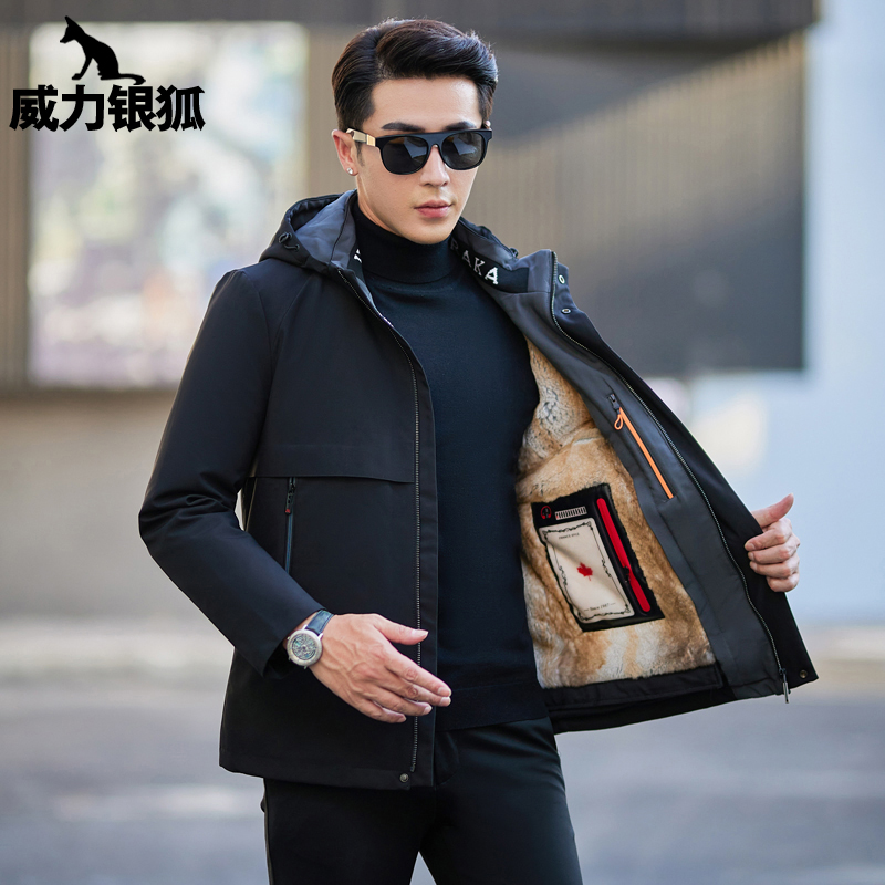 冬季男士貂皮内胆派克服海宁水貂毛皮草大衣短款外套整貂皮毛一体