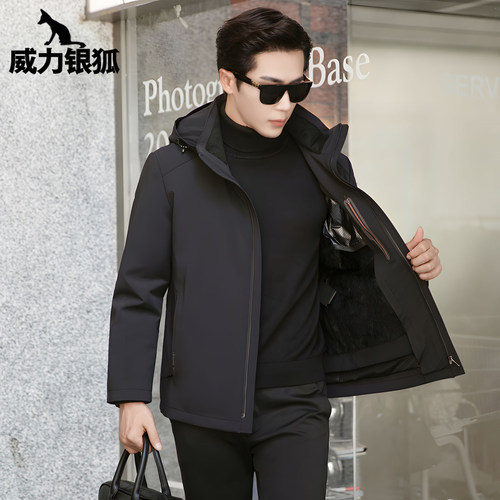 威力银狐水貂内胆派克服皮毛一体