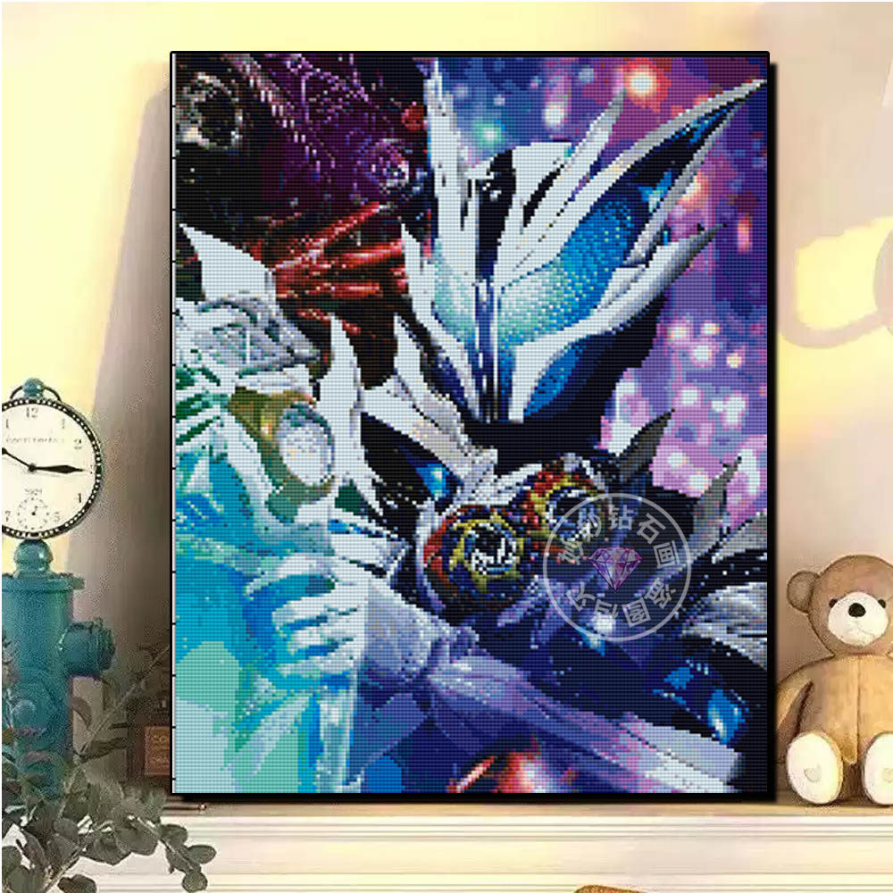 假面骑士暗夜NOX钻石画男孩diy手工儿童房装饰画床头贴砖石十字绣