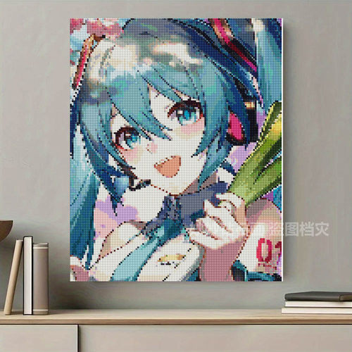 方钻2026新款动漫人物甩葱歌初音未来钻石画女孩手工diy贴点钻画