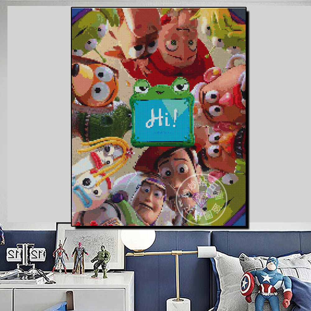 玩具总动员5钻石画儿童房床头挂画女男孩高难度diy手工镶钻十字绣