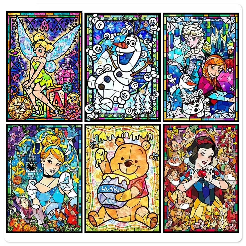 迪士尼马赛克镶嵌画公主钻石画女孩儿童男孩DIY贴水晶刺绣十字绣