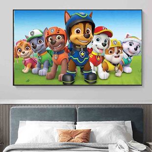 2026新款汪汪队钻石贴画儿童房床头装饰画手工男孩十字绣贴砖石绣