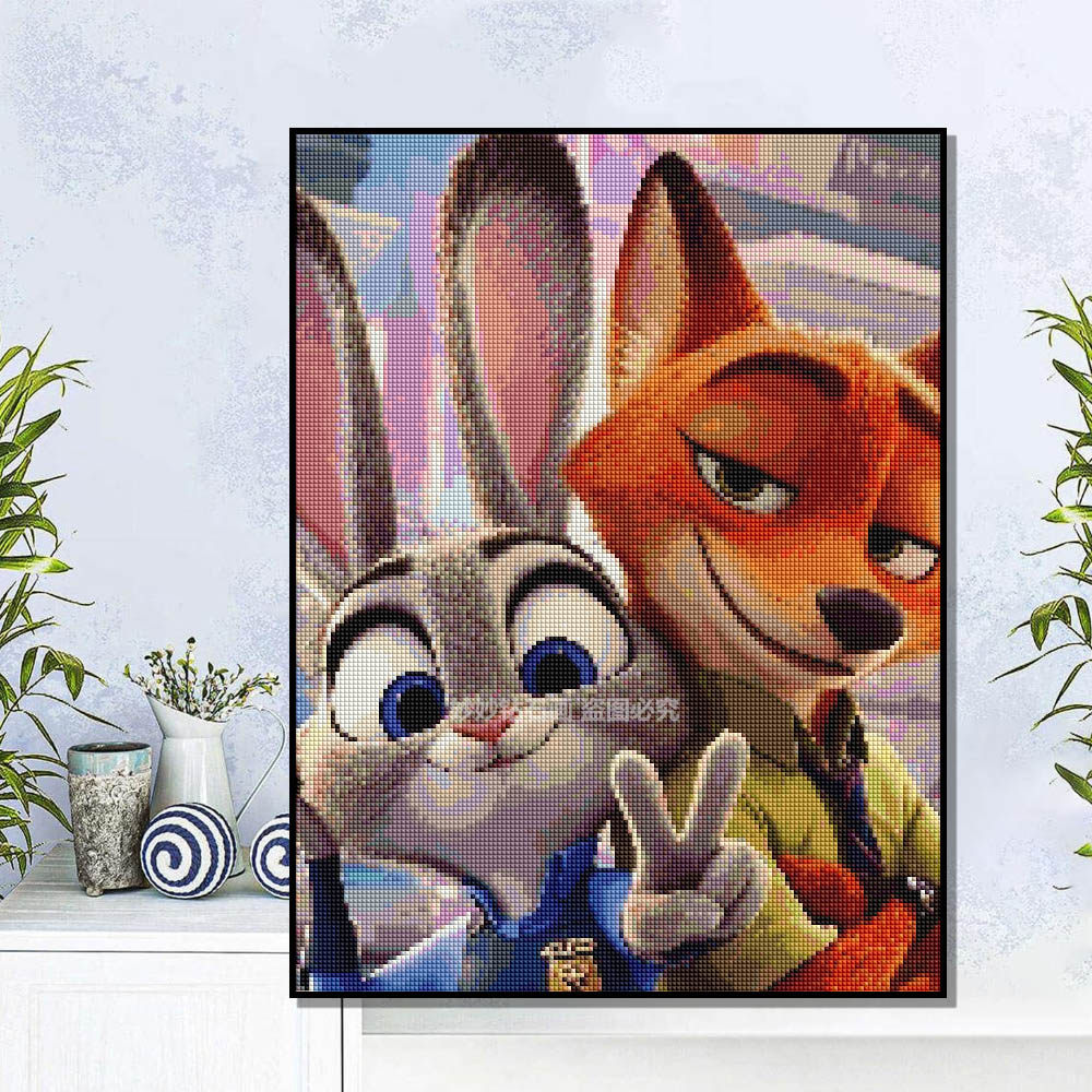 情侣DIY疯狂动物城钻石画情人节女孩手砖石画朱迪尼克点钻十字绣,居家布艺,钻石绣,淘宝优惠券,粉丝福利购,淘宝优惠卷