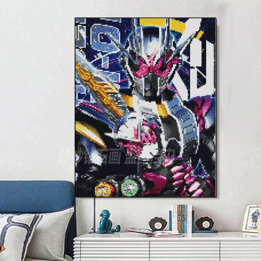 炫酷假面骑士逄魔时王钻石贴画儿童床头画diy男孩手工点钻十字绣