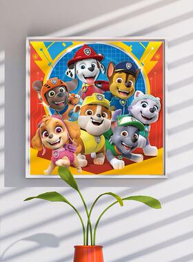 高难度汪汪队全家福钻石画男孩儿童小学生手工点钻画粘砖石十字绣