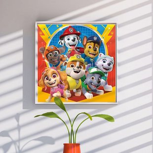 高难度汪汪队全家福钻石画男孩儿童小学生手工点钻画粘砖石十字绣