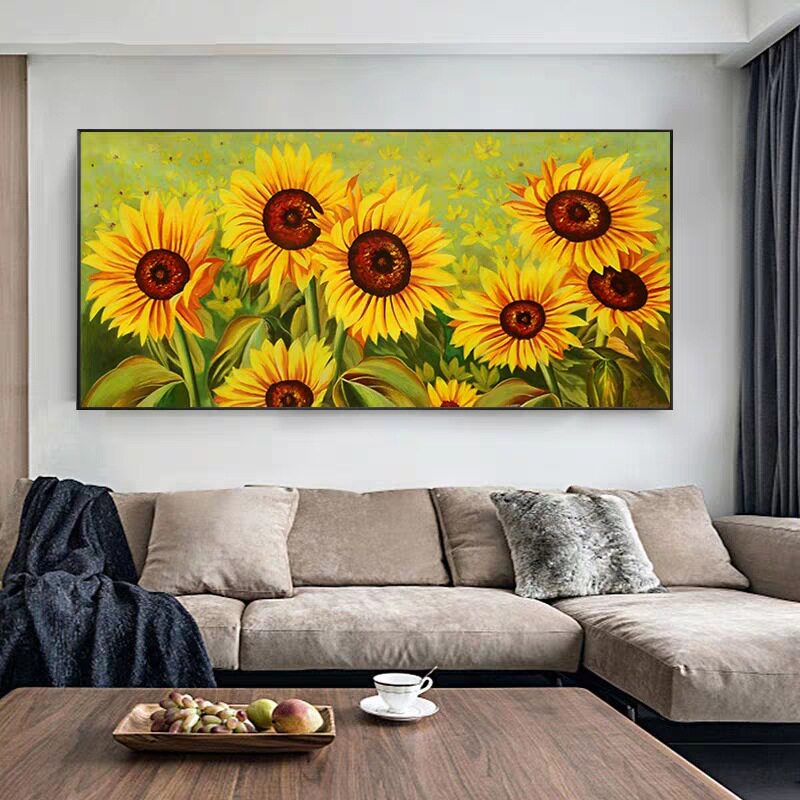 新款向日葵挂画满钻石贴画客厅装饰挂画高难度点钻十字绣成人手工
