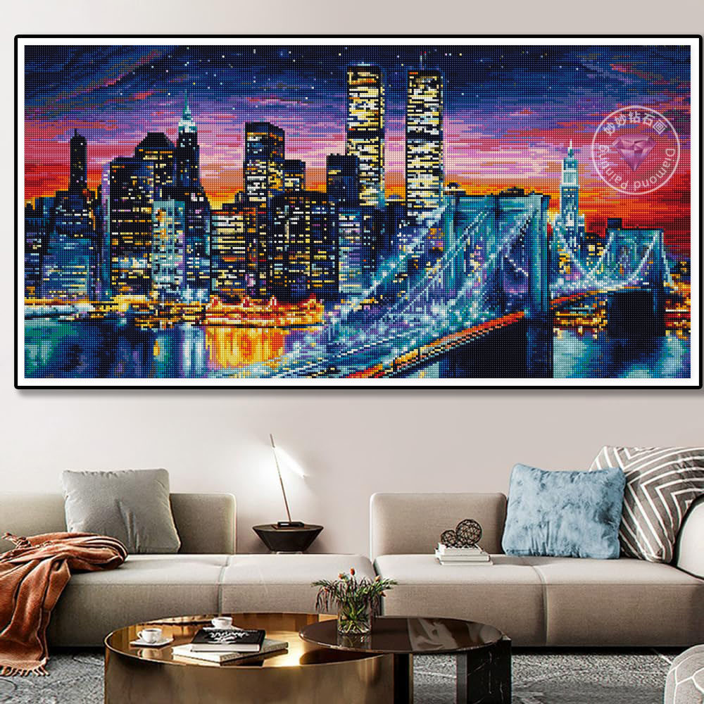 世界名城夜景纽约钻石贴画diy成人手工客厅装饰画点钻十字绣艺术