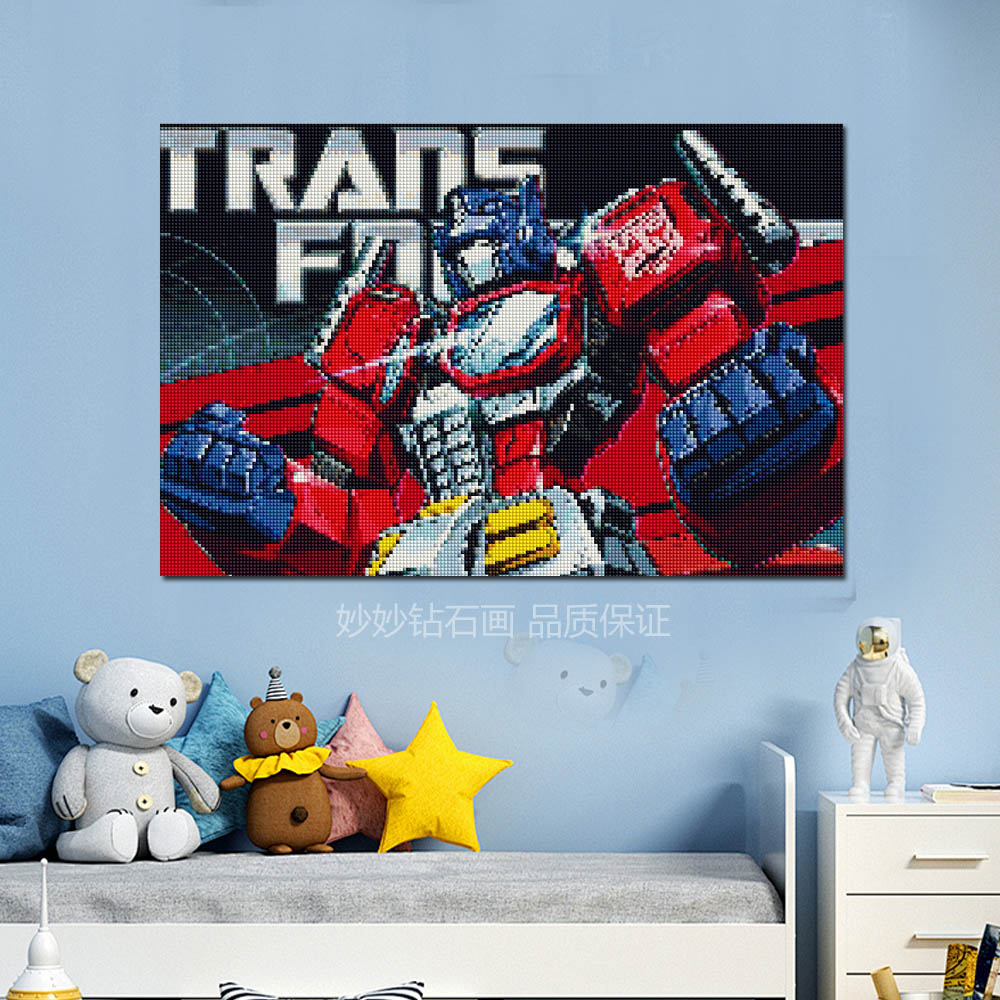 2026新款霸气擎天柱钻石画儿童房机器人男孩手工diy砖石绣小学生