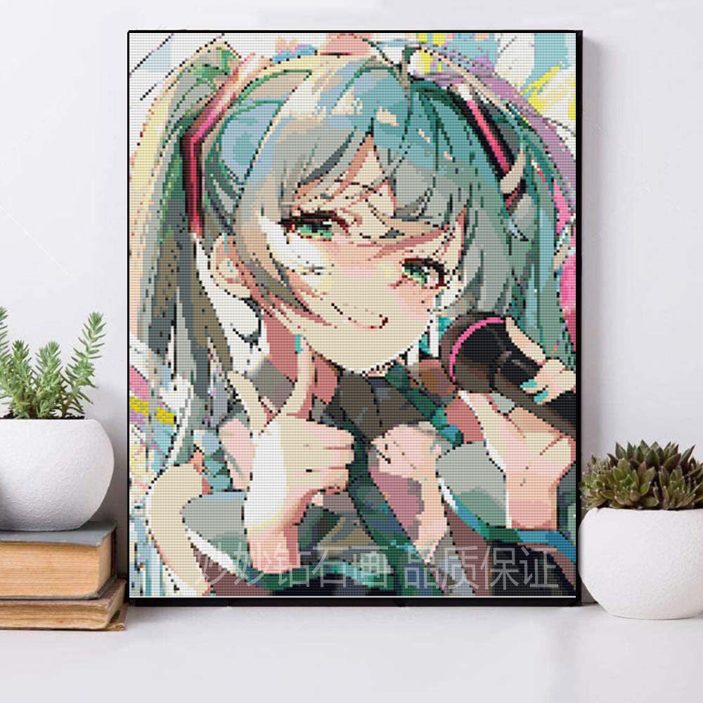 Miku初音未来贴钻石画女孩成人diy手工砖石二次元动漫人物钻石绣