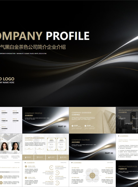 【动态PPT】简约大气黑白金茶色公司简介企业介绍宣传推广PPT模板