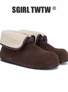 D568-6 SGIRL TWTW加绒雪地靴女圆头内增高套脚保暖短靴休闲百搭