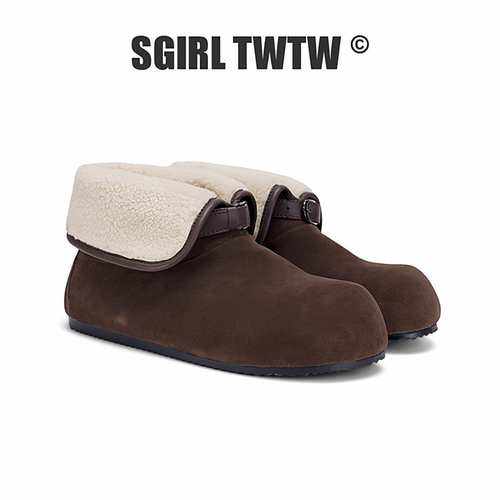 D568-6 SGIRL TWTW加绒雪地靴女圆头内增高套脚保暖短靴休闲百搭