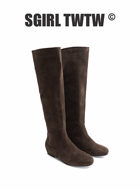 Z655-1 SGIRLT WTW女鞋 新款绒面堆堆靴平底不过膝长筒靴瘦瘦靴