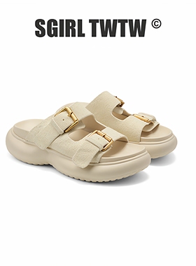C338-2C SGIRL TWTW增高显腿长日系简约休闲厚底沙滩鞋度假风拖鞋