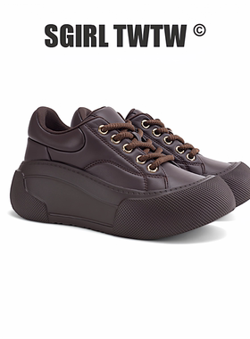 J3266-9 SGIRLT WTW呆萌鞋头面包鞋女新款增高厚底系带休闲鞋