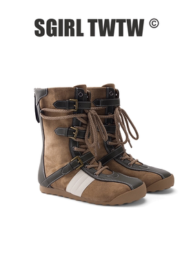 R702-1 SGIRLT WTW 新款皮拼绒面平底百搭低筒短靴子时装靴女靴