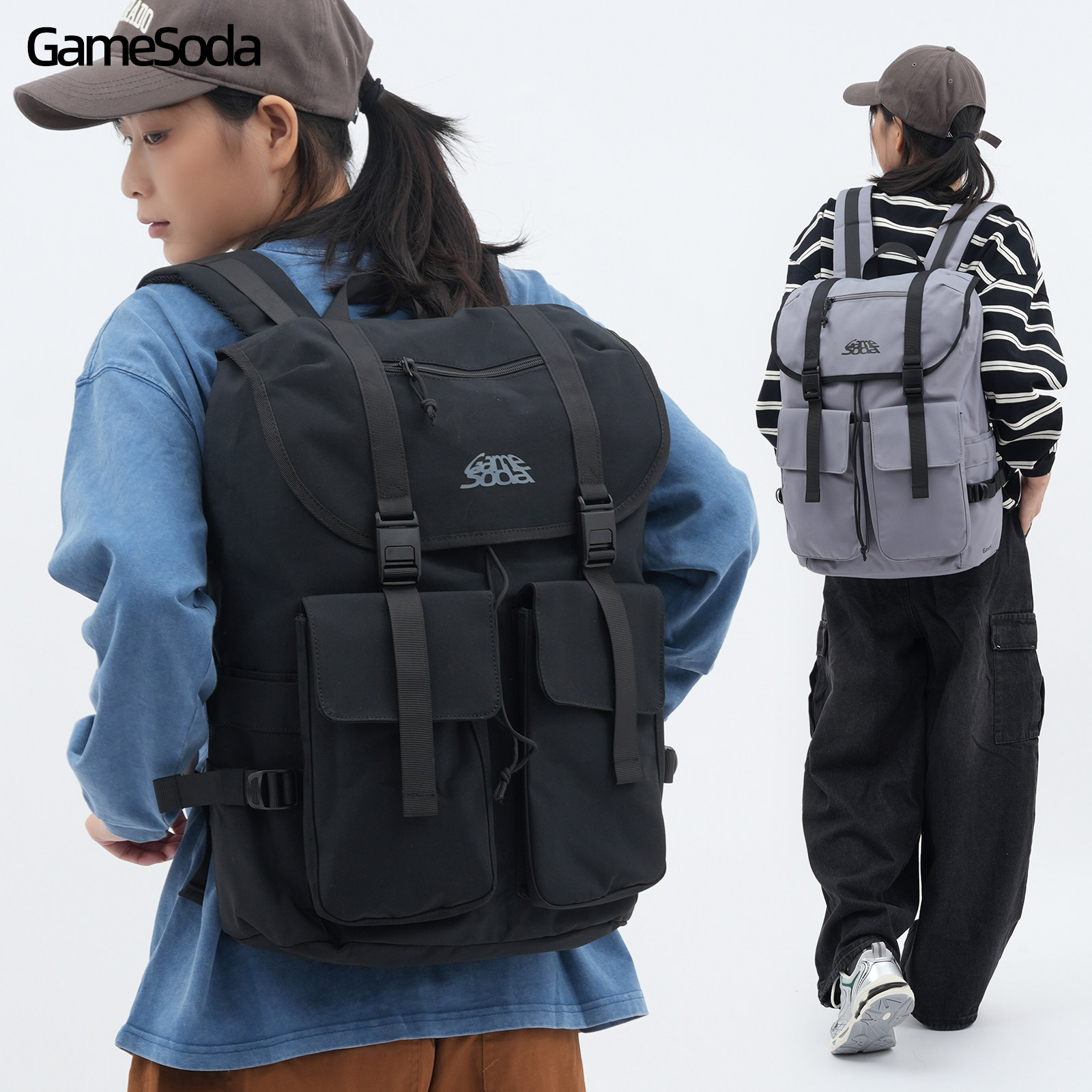 GameSoda通勤17寸游戏本电脑双肩包骑行头盔包书包大容量旅行背包