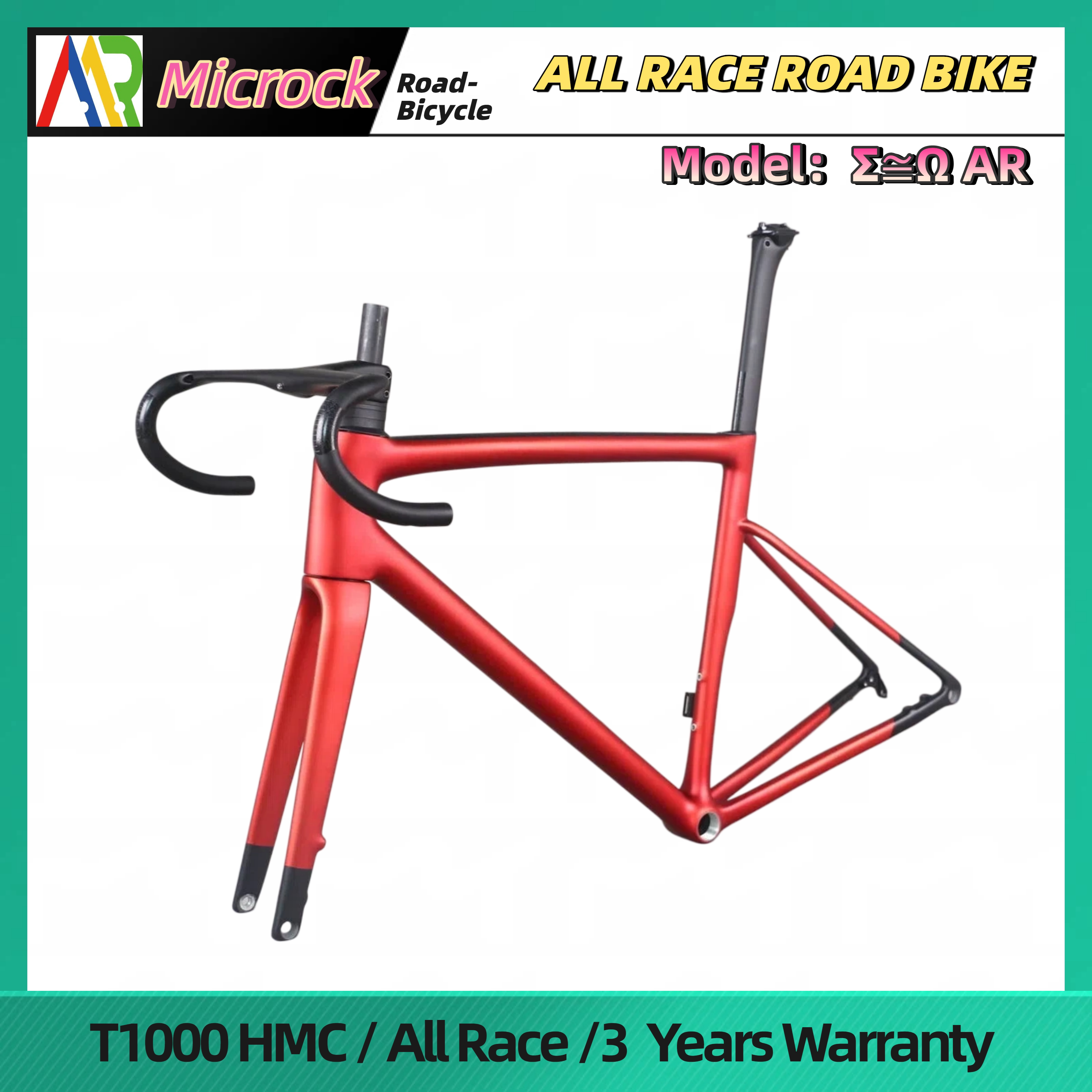 MICROCK微滚超轻超高模量碳纤维T1000内走线公路车架SL8 800g红色