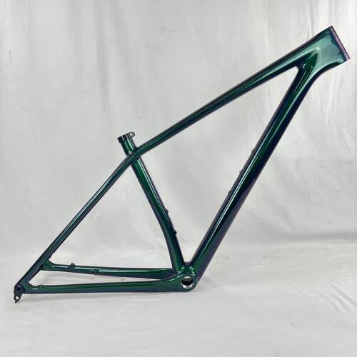 超轻山地车自行车车架越野车车架碳纤维29er 148mm 绿色变色龙