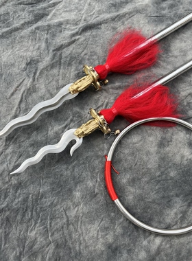 火尖枪乾坤圈红缨枪 哪吒三太子 中坛元帅法器 合金神像兵器摆件