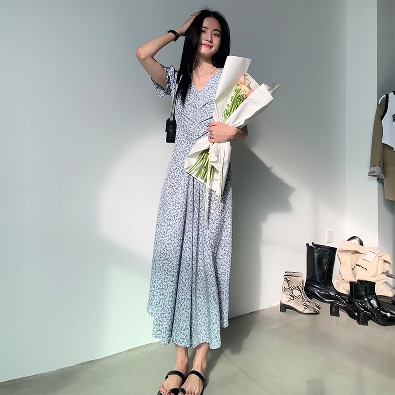 春夏碎花连衣裙吊带中长款裙子