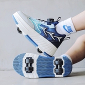 小学生隐形运动飞行鞋 男童暴走轮滑鞋 可收缩四轮2025新款 变形滑轮