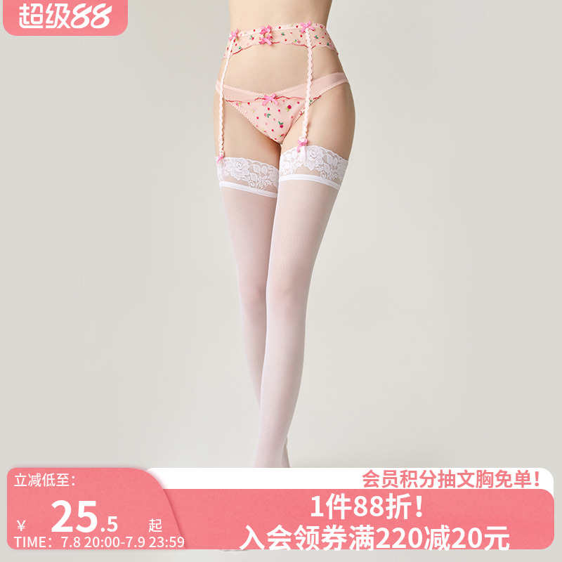 夏季薄款白色洛丽塔甜美长筒丝袜