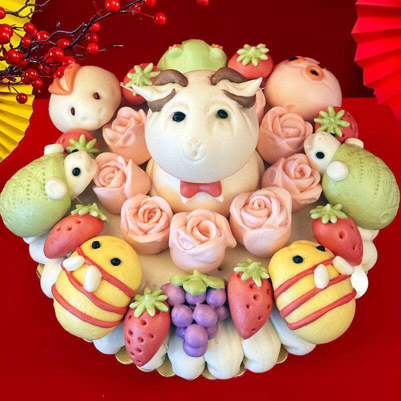面食胶东花饽饽儿童动物十二生肖萌宝卡通小孩生日百天满月蛋糕