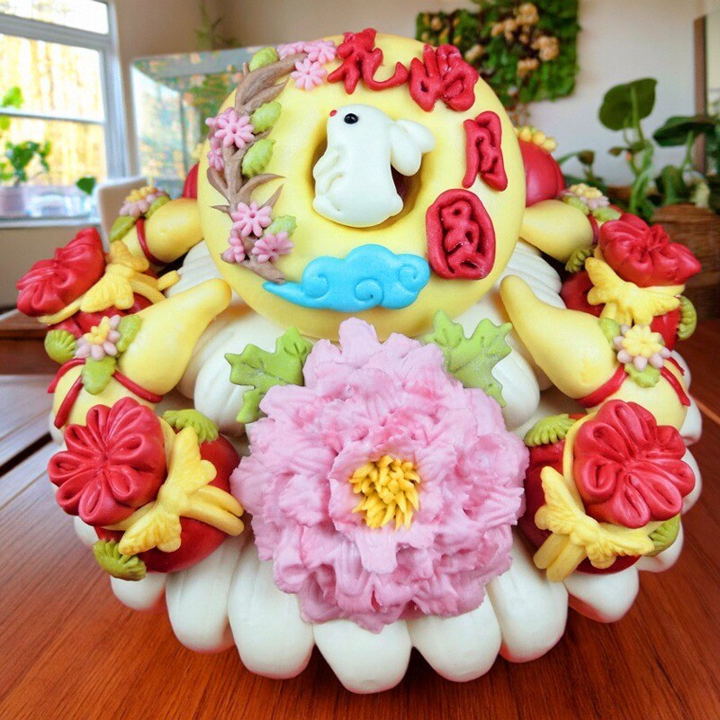 文化遗产胶东花饽饽馒头中秋节蒸生日/节日蛋糕