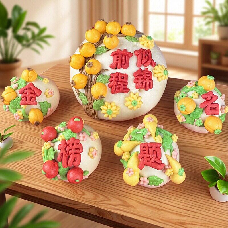 胶东花饽饽馍馍满月儿童百天百岁周岁生日蛋糕高考状元金榜题名