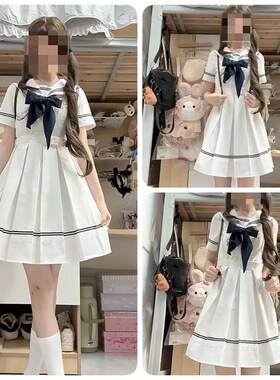 新款温柔少女感白色海军