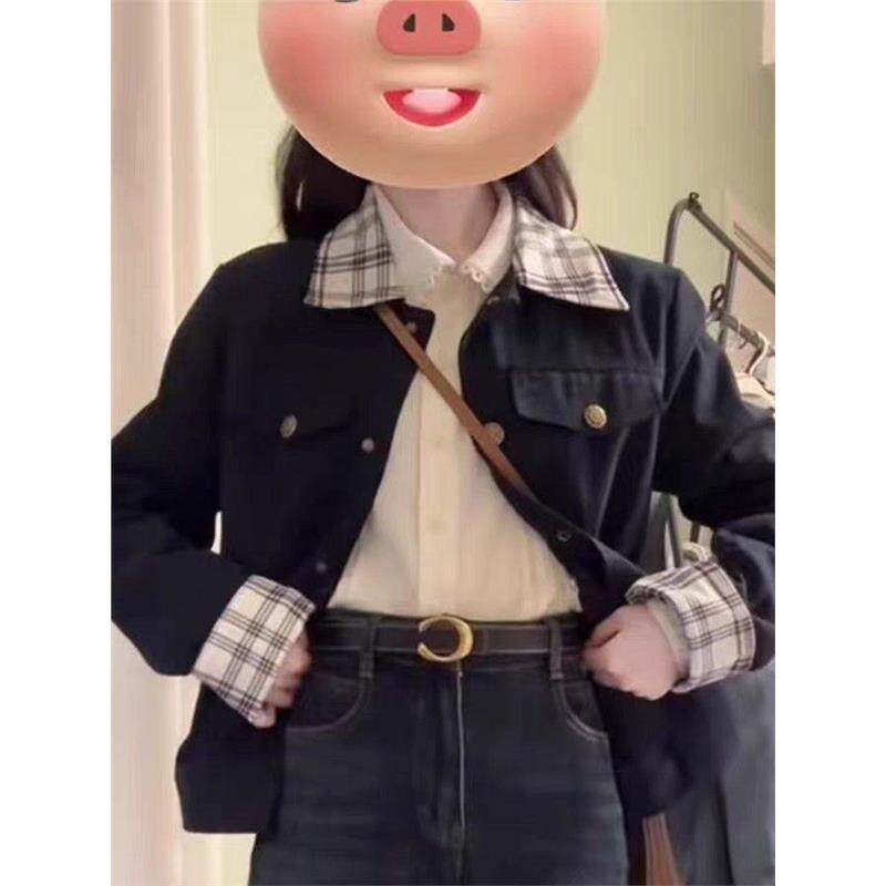 秋季新款翻领复古短款格