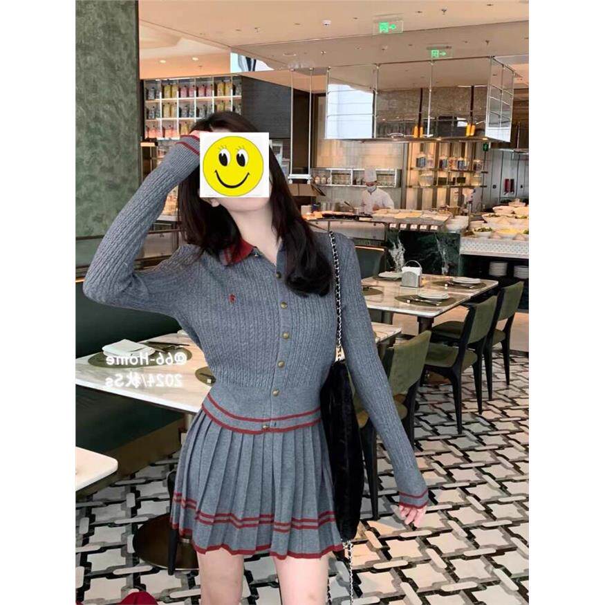 时尚学院风针织裙套装女2