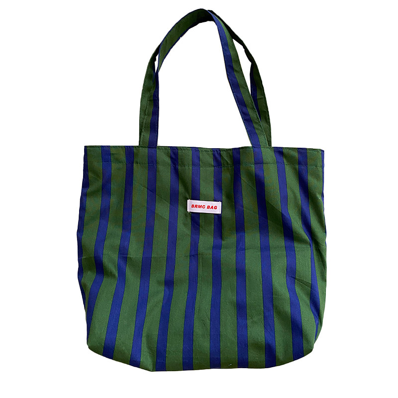 2026 New original design ins French retro green striped versatile single-shoulder bag, large-capacity tote bag for women thumbnail 5