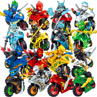 新品幻影忍者拼图积木人仔人偶摩托车战车礼物男孩拼装玩具礼物