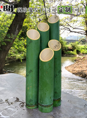 新鲜竹筒婚庆桌面摆件定制装饰绿色竹子竹筒插花园艺造景花艺竹竿