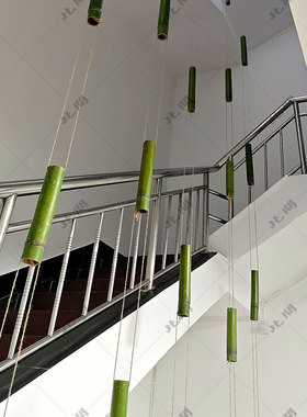 新鲜竹子花瓶花器婚庆造景幼儿园环创酒店布置垂吊装饰品插花竹筒