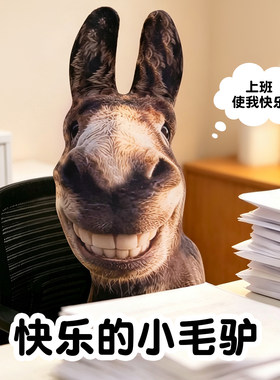创意快乐的小毛驴抱枕开心小驴抽象派抱枕毛绒玩具玩偶丑萌驴公仔